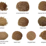 various fish feed pellets